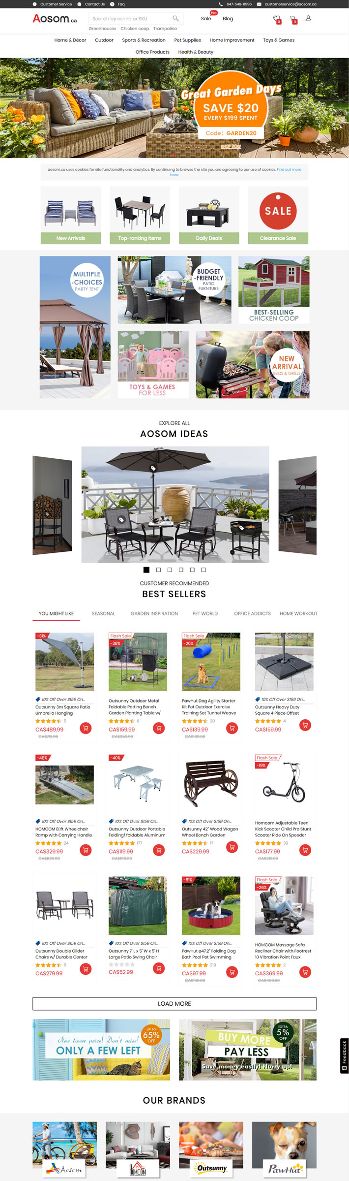 Aosom Canada, a one-stop shopping platform, offers multiple features and great discounts. Come and shop now!