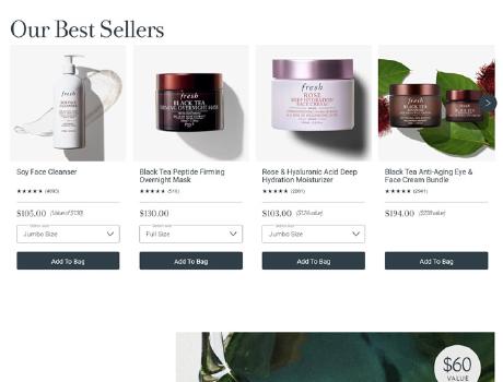 Fresh official website in Canada offers many discounts on popular skincare and body care products to meet diverse needs