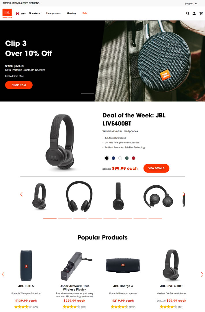 JBL Canada official website is having a promotion. Many popular audio products are up to 30% off. Hurry and snap them up!