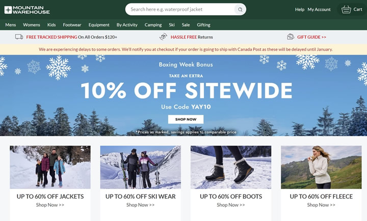Canadian outdoor brand Mountain Warehouse is having a big promotion on its official website. Good news for those on a tight budget.