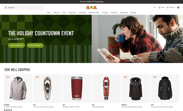 The official website of Canadian outdoor retailer SAIL meets all your outdoor equipment procurement needs in one stop.