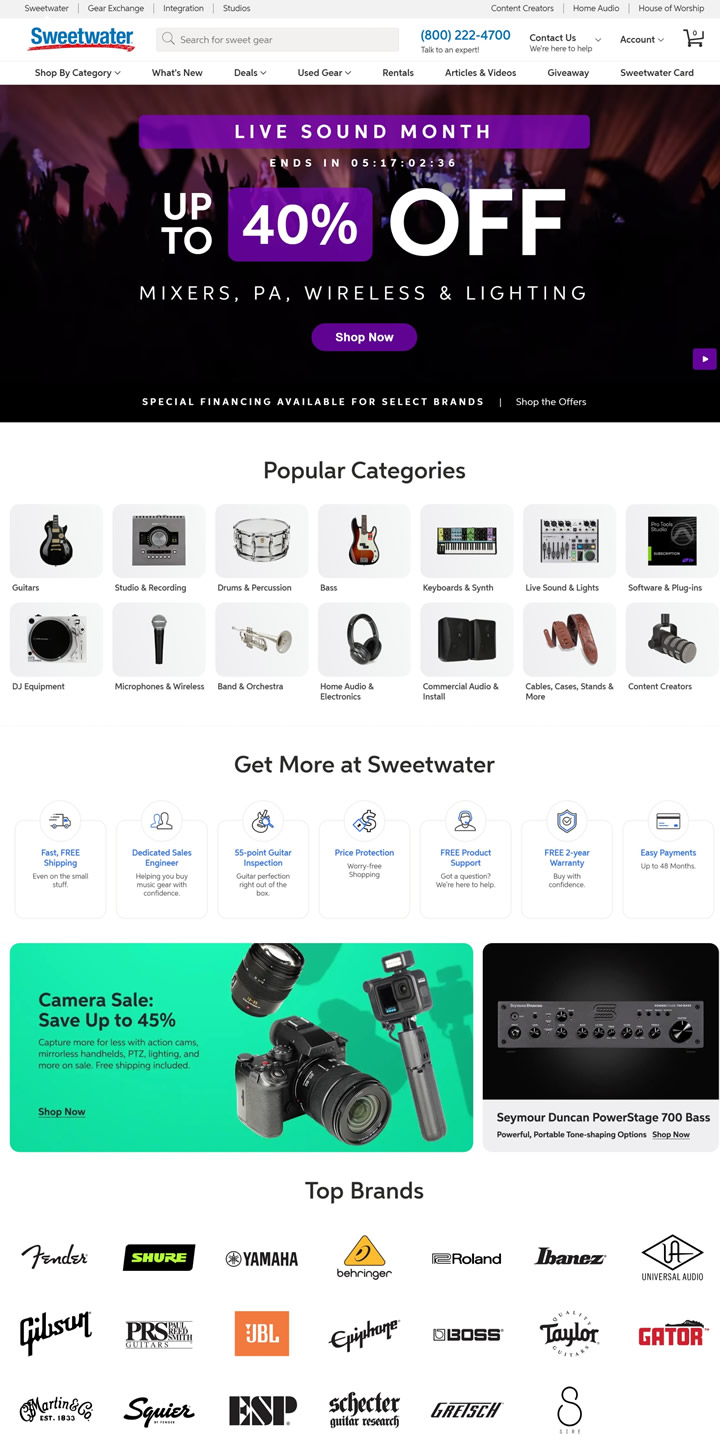 Can't parse the web page? It is speculated from the domain name that https://www.sweetwater.com may be related to musical instrument sales, etc.
