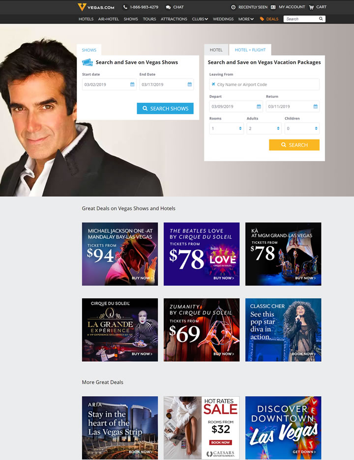Vegas.com: Plan Your Las Vegas Trip for Accommodation, Dining and Entertainment in One Stop and Start an Amazing Journey